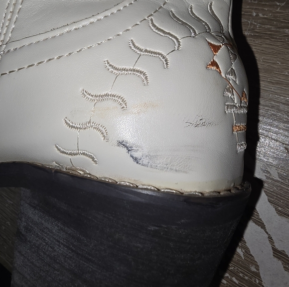 Western Embroidered Cream Cowboy Cowgirl Boots Mid Calf Women's EU 39 US 8.5 - Picture 4 of 12